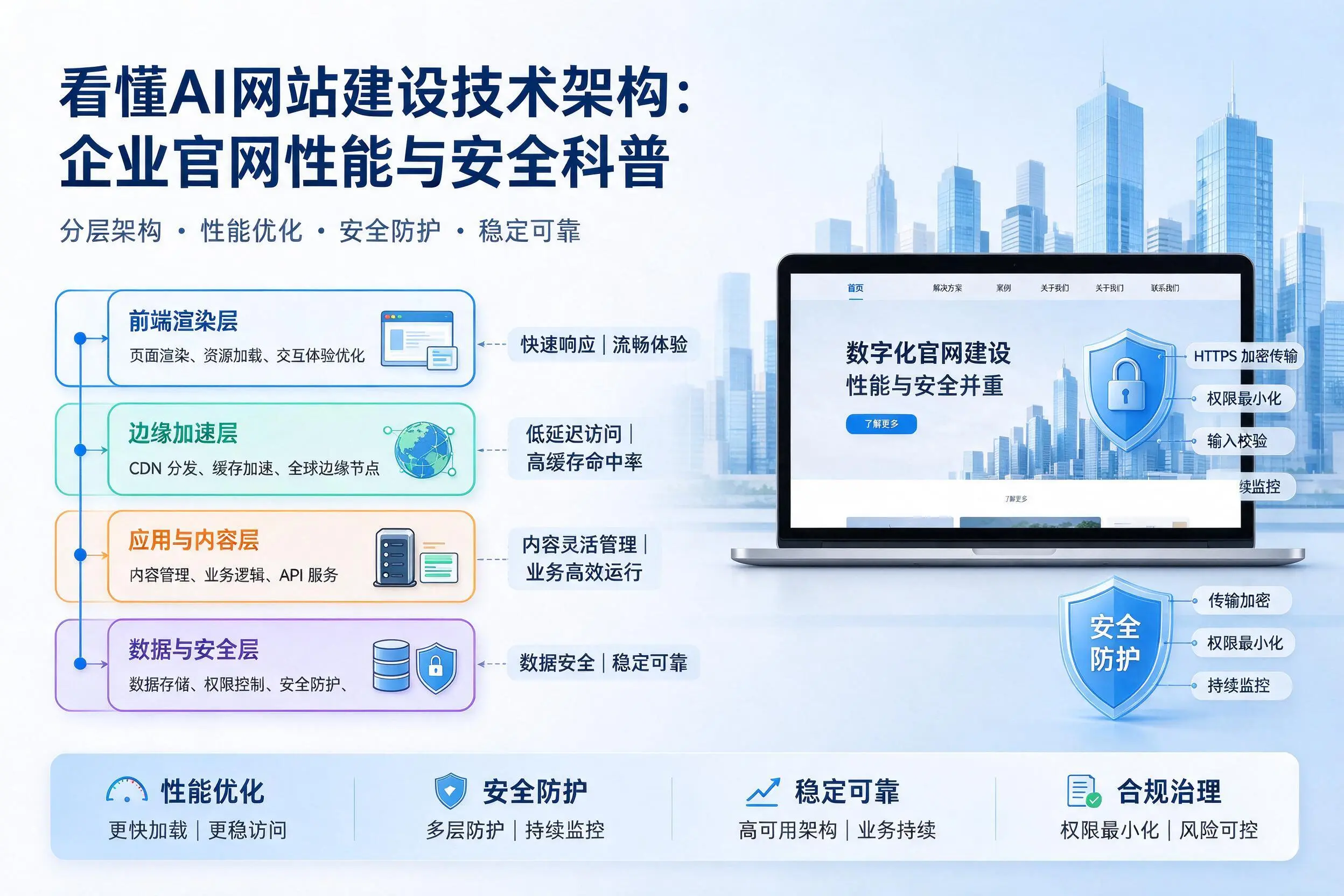 看懂AI网站建设技术架构:黄冈企业官网性能与安全科普