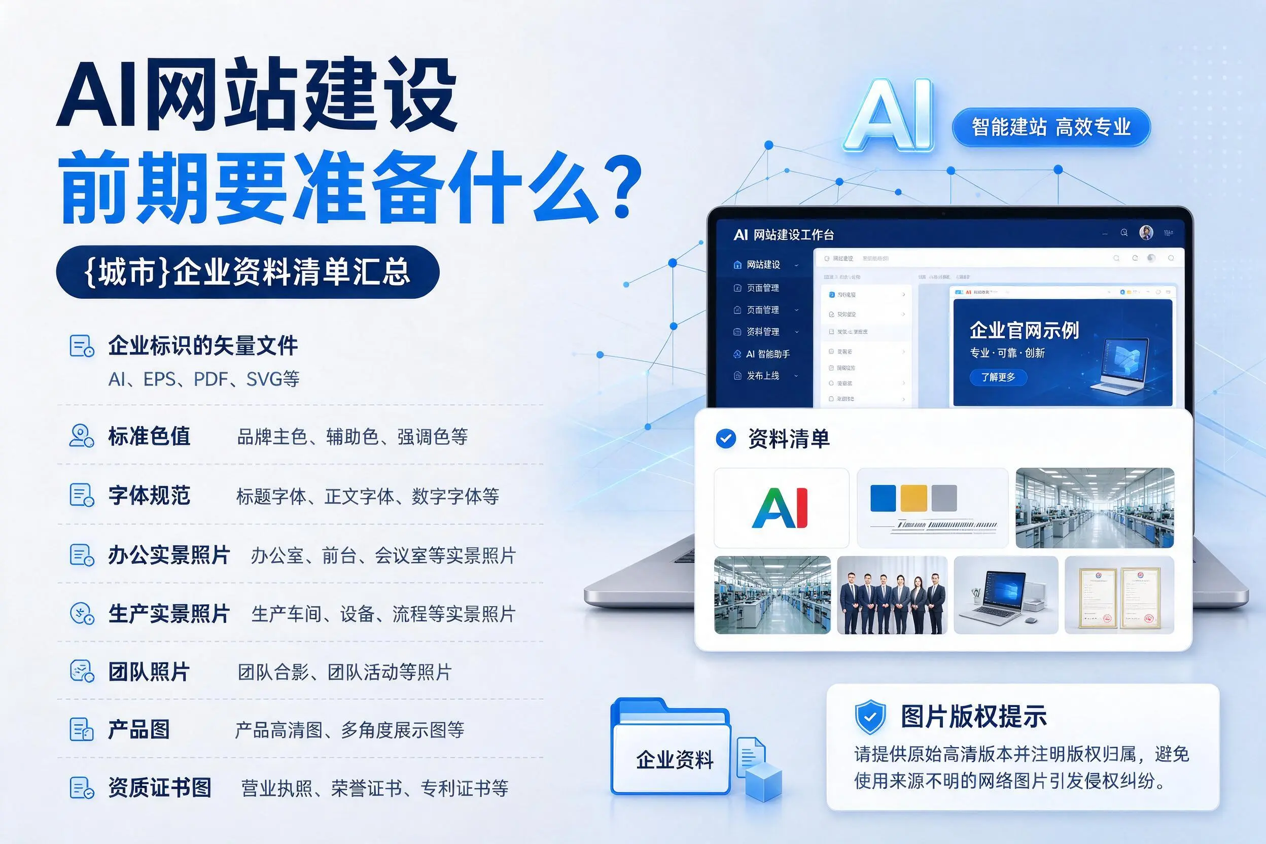AI网站建设前期要准备什么?黄冈企业资料清单汇总
