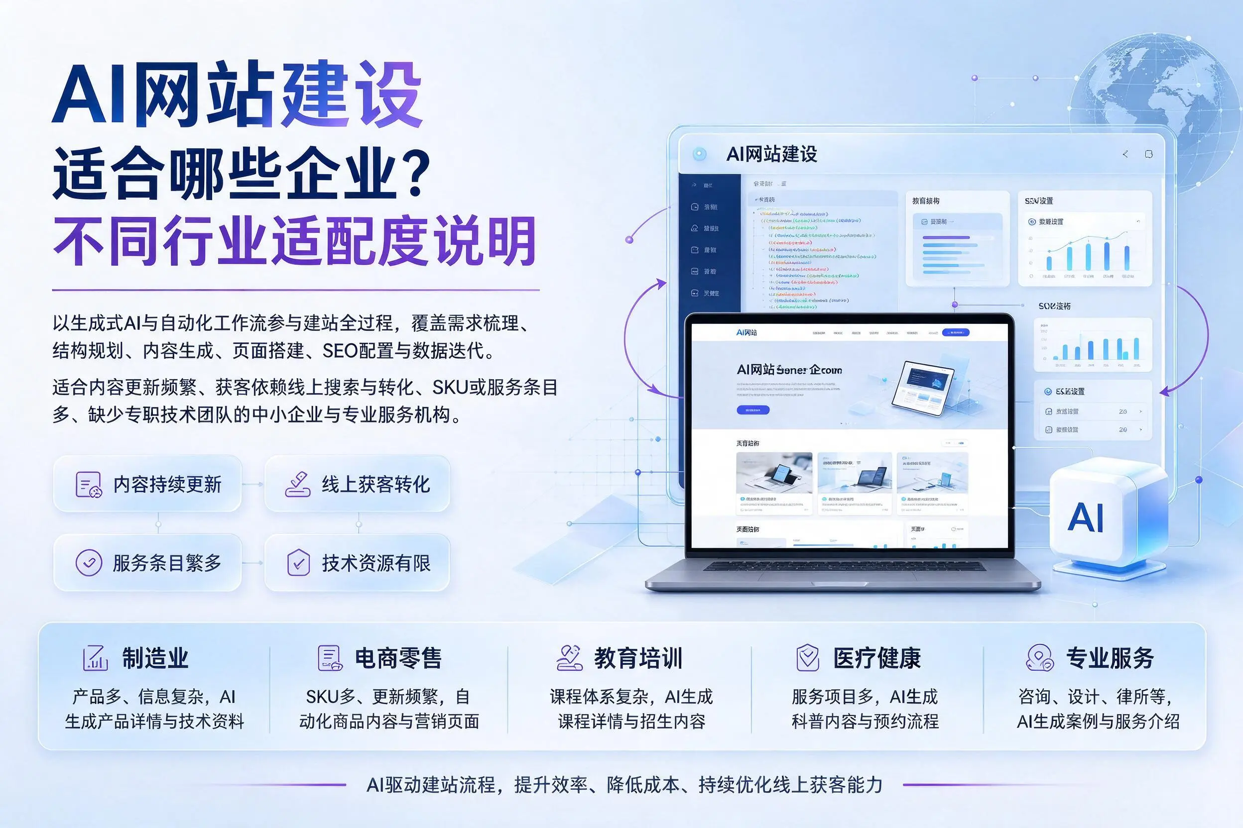 AI网站建设适合哪些企业？黄冈不同行业适配度说明